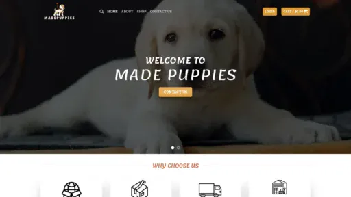 A screenshot of Madepuppies.com