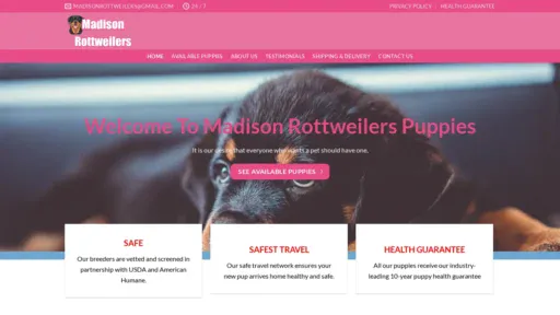 A screenshot of Madisonrottweilers.com