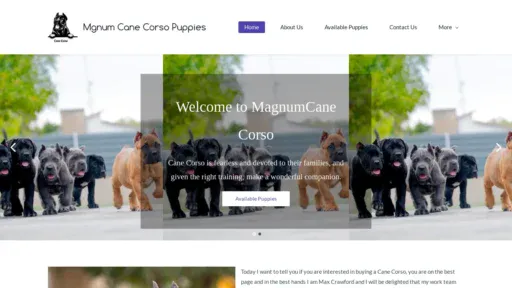 A screenshot of Magnumcanecorsos.com