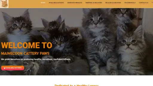 A screenshot of Mainecooncatterypaws.com