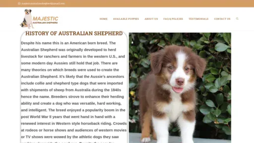 A screenshot of Majesticaustralianshepherd.com