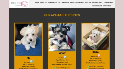 A screenshot of Maltiyork.com