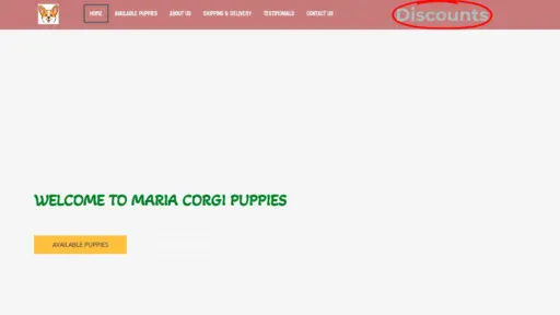 A screenshot of Mariacorgipuppies.com