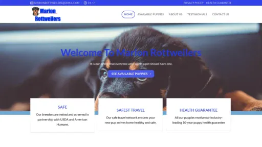 A screenshot of Marionrottweilers.com