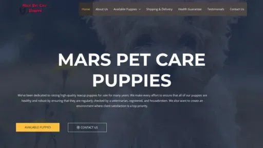 A screenshot of Marspetcarepuppies.com