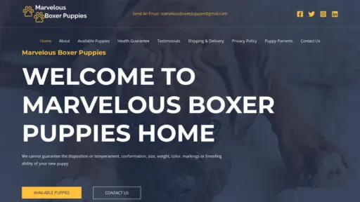 A screenshot of Marvelousboxerpuppies.com