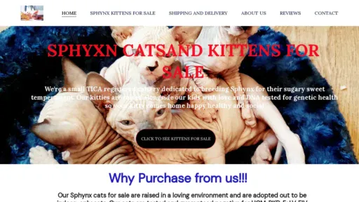 A screenshot of Marveloussphynxforsale.com