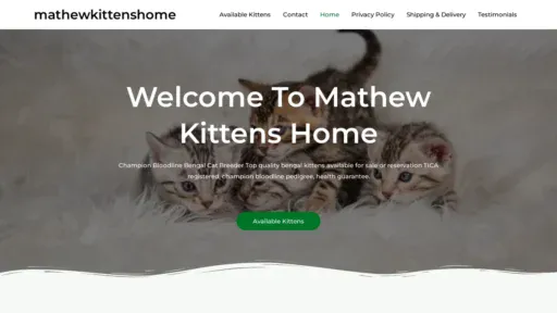 A screenshot of Mathewkittenshome.com