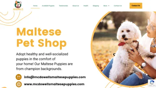 A screenshot of Mcdowellsmaltesepuppies.com