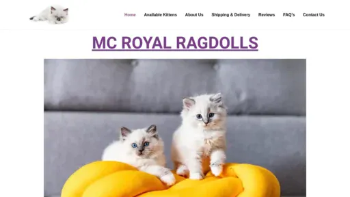 A screenshot of Mcroyalragdolls.com
