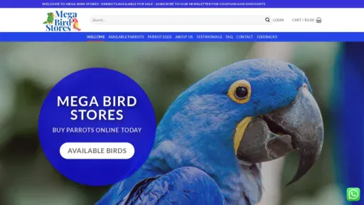 A screenshot of Megabirdstores.com