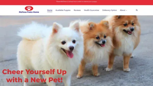 A screenshot of Melissapomeranianhome.com