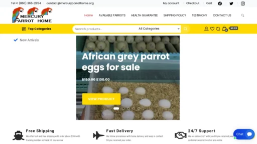 A screenshot of Mercuryparrothome.org