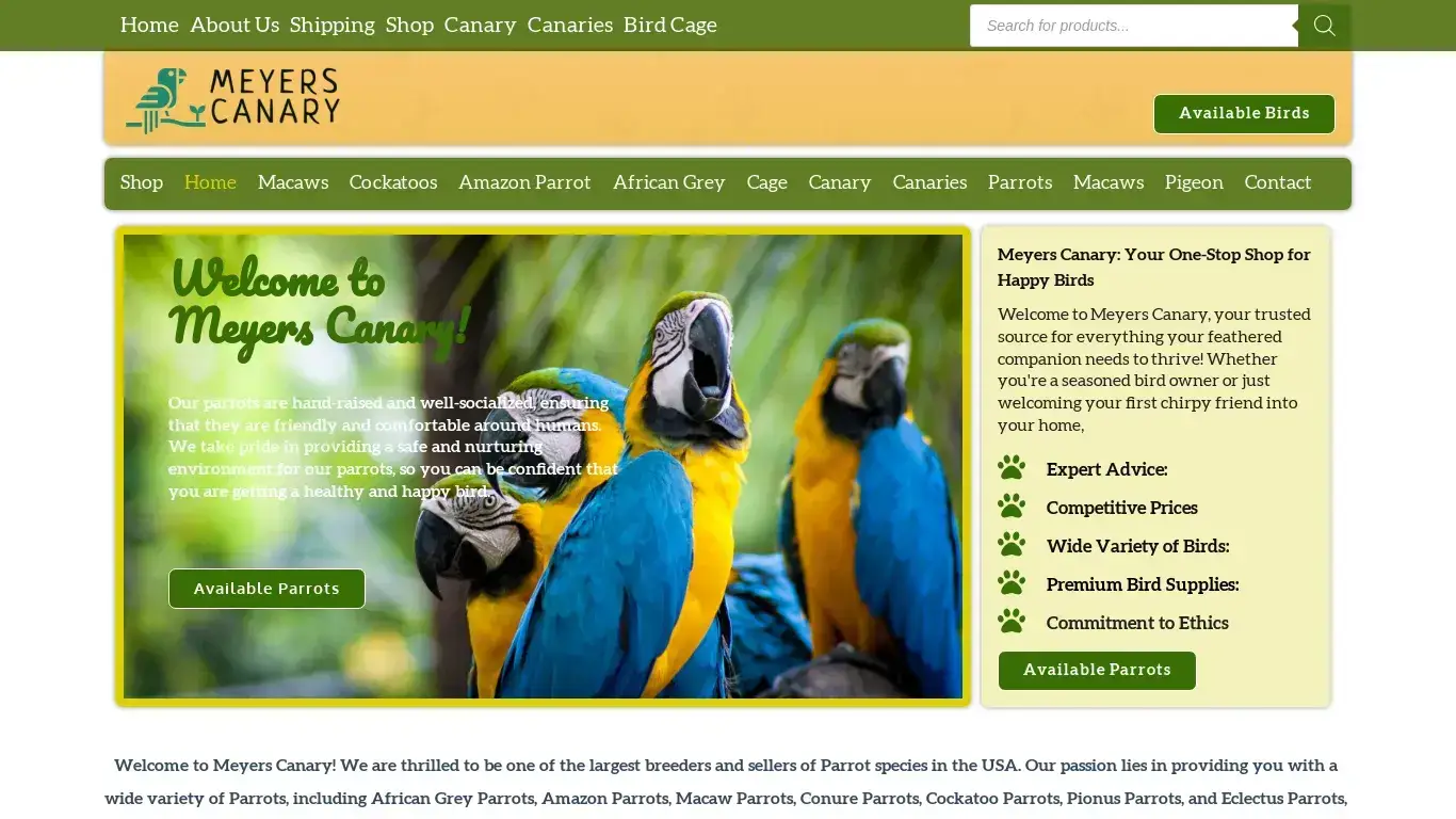 is Meyers Canary – Bird Shop legit? screenshot