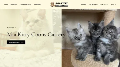 A screenshot of Miakittycoons.com