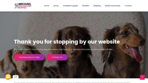 A screenshot of Michaeldachshundpuppies.com