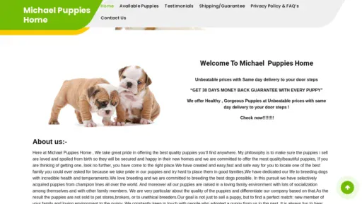 A screenshot of Michaelpuppieshome.com