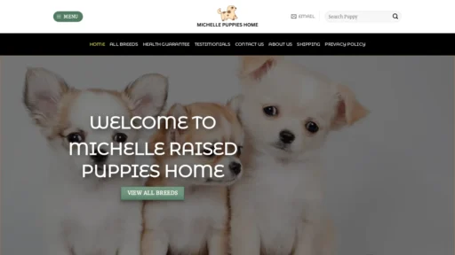 A screenshot of Michellepuppieshome.com