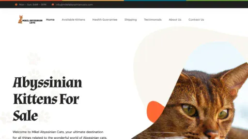 A screenshot of Mikelabyssiniancats.com