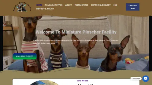 A screenshot of Miniaturepinscherfacility.com