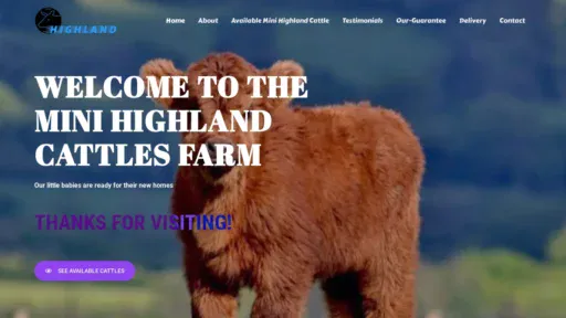 A screenshot of Minihiglandcattlesfarm.com