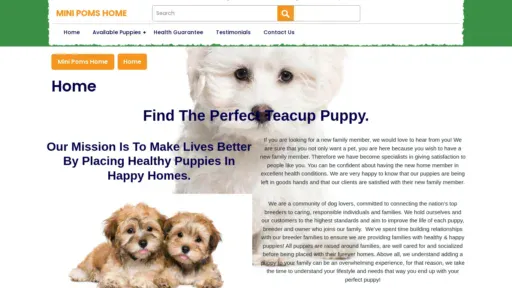 A screenshot of Minipomhome.co.za