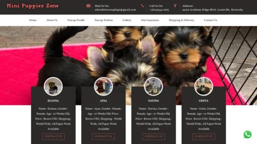 A screenshot of Minipuppieszone.com