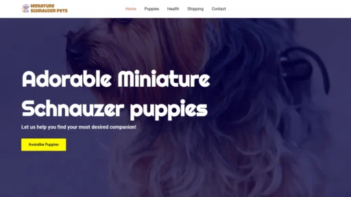 A screenshot of Minischnauzerpets.com