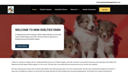 A screenshot of Minisheltiepuppiesfarm.com