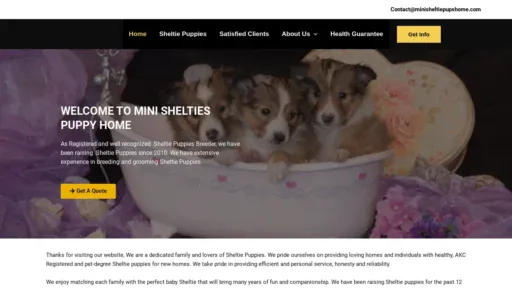 A screenshot of Minisheltiepupshome.com