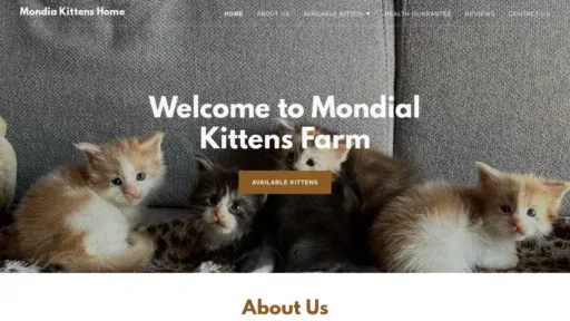 A screenshot of Mondiakittenshome.com