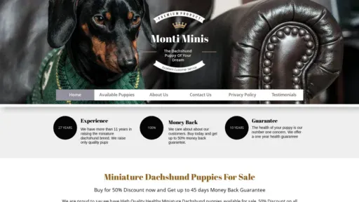 A screenshot of Montiminidachshunds.com