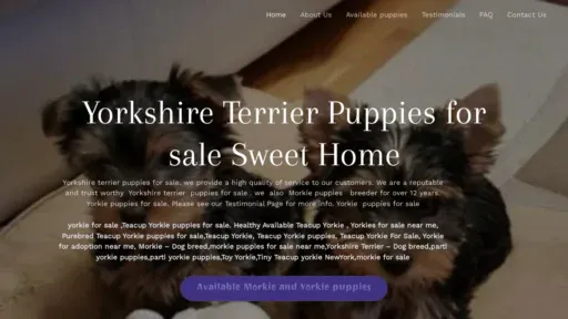 A screenshot of Morkieandyorkiesweethome.com