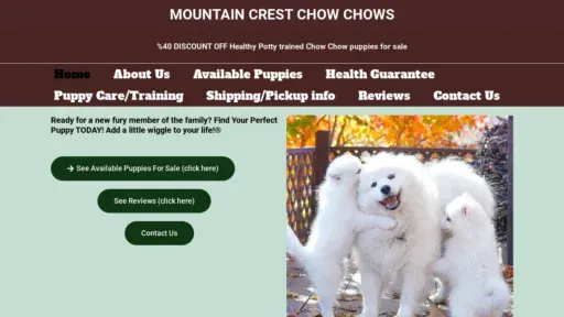 A screenshot of Mountaincrestchowchows.com