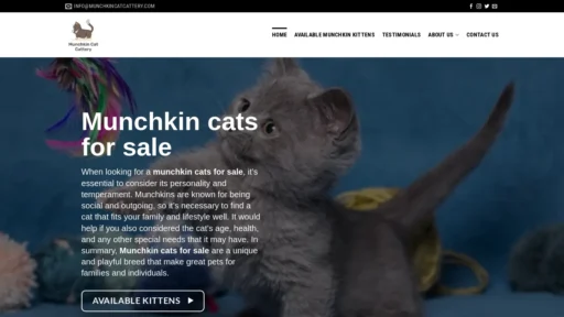 A screenshot of Munchkincatcattery.com