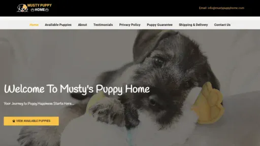 A screenshot of Mustypuppyhome.com