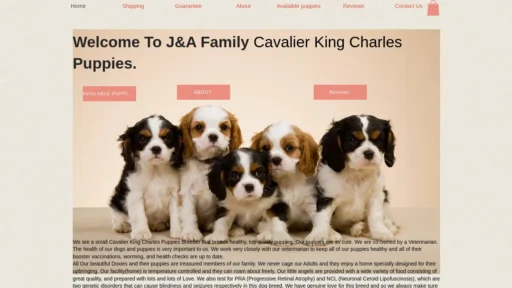 A screenshot of Mycavalierkingcharlespups.com