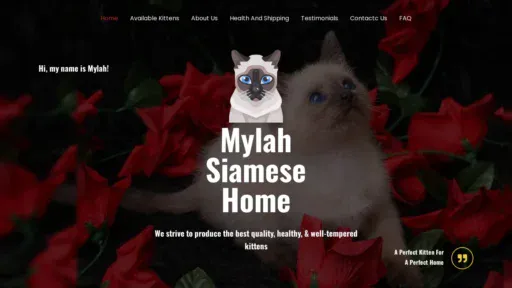 A screenshot of Mylahsiamesehome.com