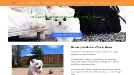 A screenshot of Myriadteacupmaltese.com