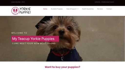 A screenshot of Myteacupyorkiepuppies.com