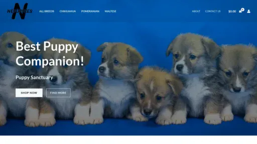 A screenshot of Nepuppiesforsale.com