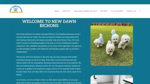 A screenshot of Newdawnbichons.com