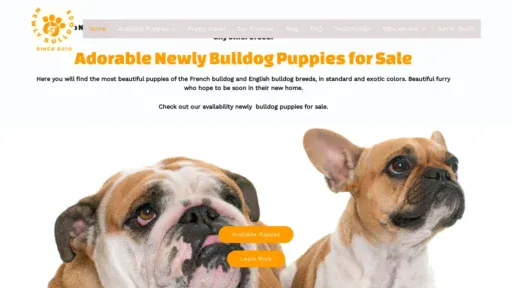 A screenshot of Newlybulldogs.com