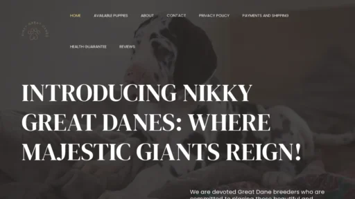 A screenshot of Nikkygreatdanes.com