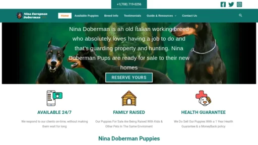 A screenshot of Ninaeuropeandoberman.online