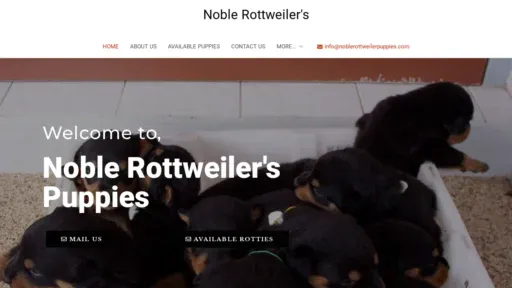 A screenshot of Noblerottweilerpuppies.com