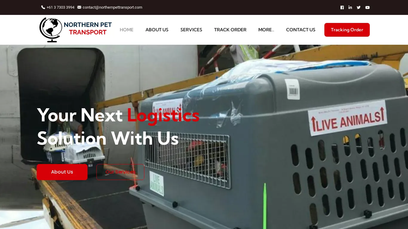 A screenshot of Northernpettransport.com