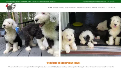 A screenshot of Oldenglishsheepdogshome.com