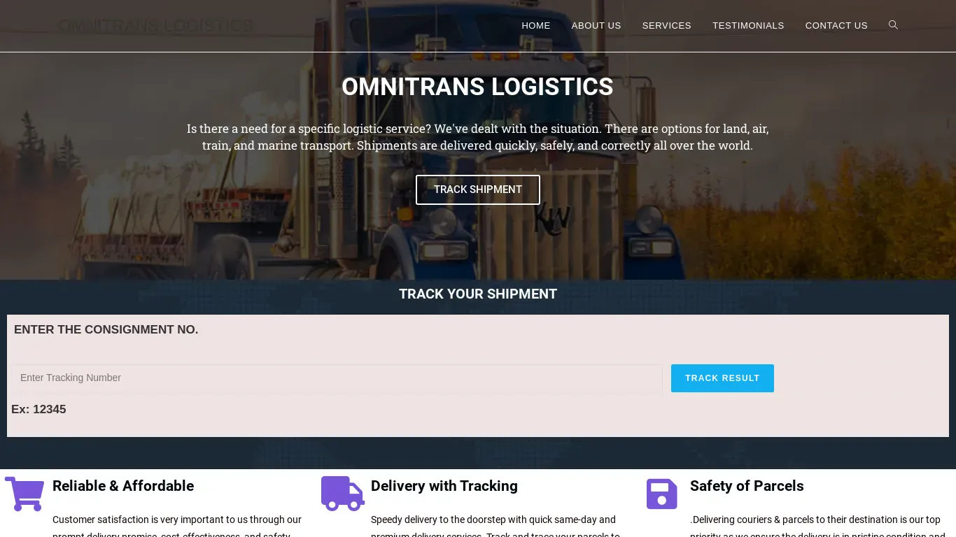 A screenshot of Omnitranslogistics.com