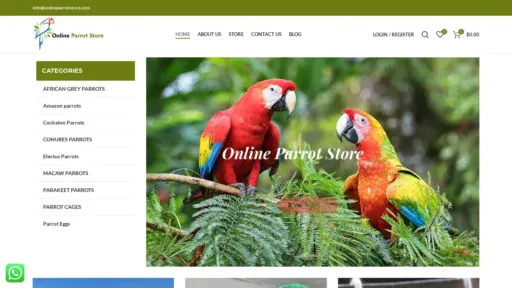 A screenshot of Onlineparrotstore.com